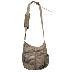 Neat Pack Crossbody Purse Tan Nylon RFID Pockets Adjustable Strap 12x12x5"